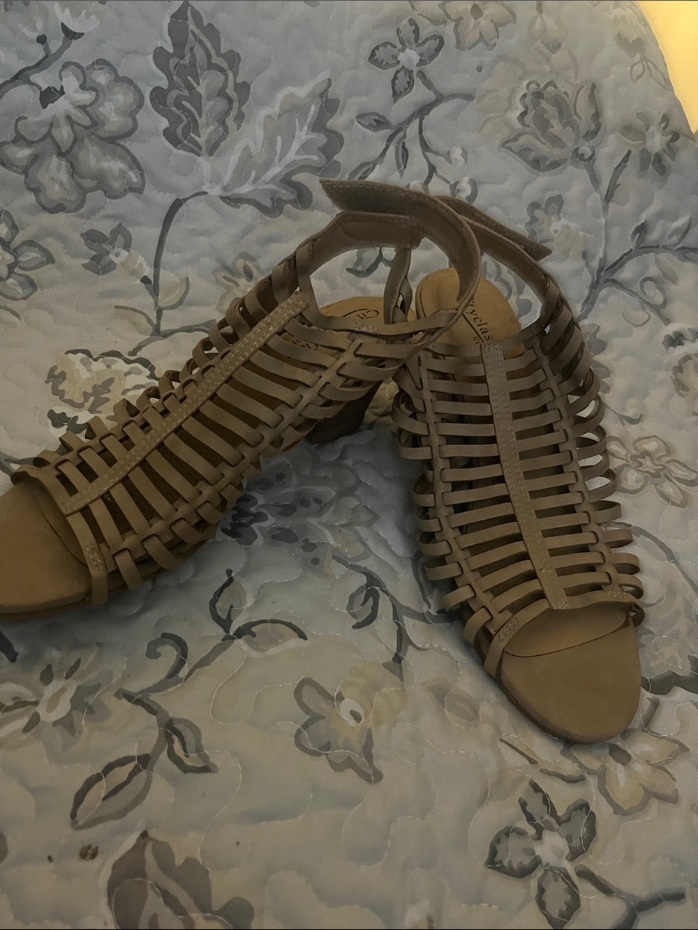 Cityclassified Taupe Woven Cage Sandals